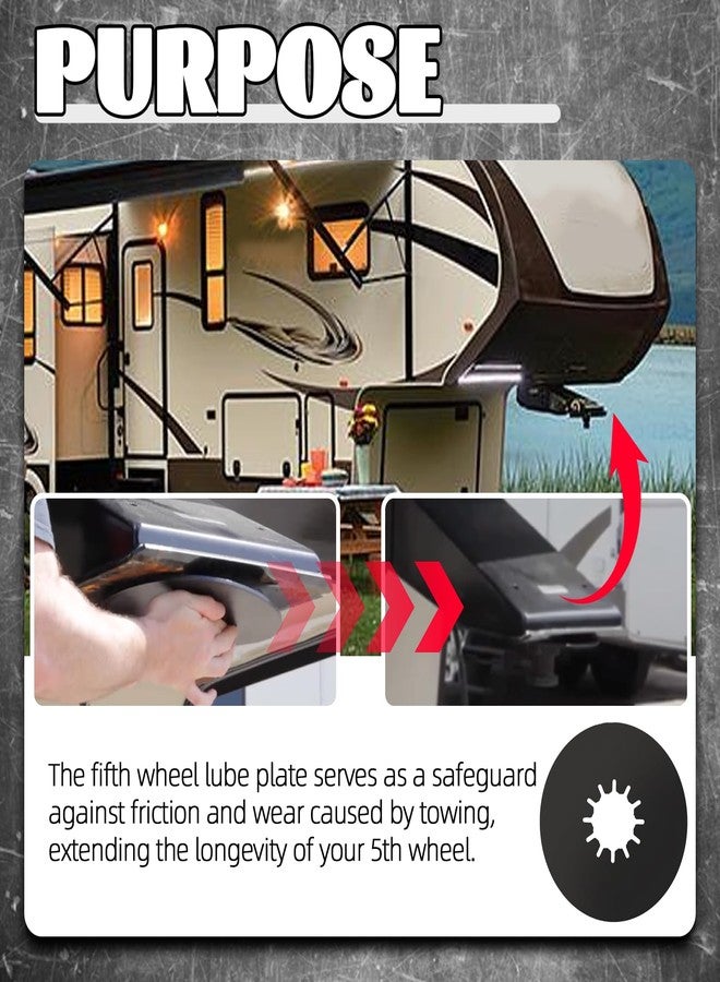 TonGass (2 Pack, Black) 5th Wheel Hitch Lube Plate 10in RV Camper Trailer Fifth Wheel Plate Wheel Accessories for 5th Wheel Trailer Safety Kit - Image 3